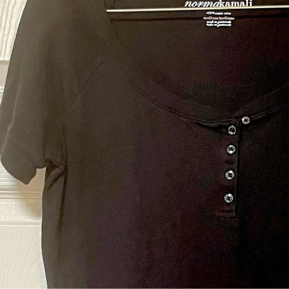 Norma Kamali Black Tshirt Dress with Buttons on Front Size Medium - Picture 3 of 6